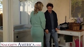 Rachael Cavalli, The Voluptuous Blonde With Big Natural Tits, Seduces And Beds The Repairman Over A Refreshing Lemonade