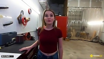 Amateur Busty Blonde Fucks Mechanic For Cash