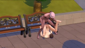 Gay Intimacy In A Park Setting Within Sims 4