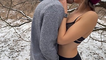 Threesome In The Snow: Wife Enjoys Oral And Penetration From Husband And Friend